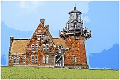 Block Island Light with Its Gothic Architecture - Digital Painti